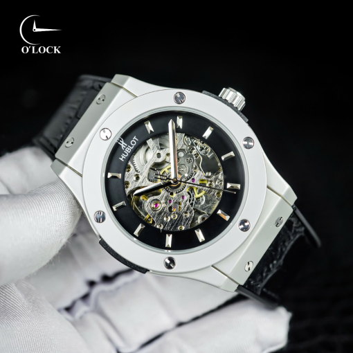 Đồng hồ hublot cơ dây cao su lộ cơ
